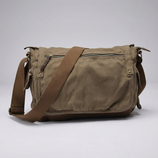 Men's Vintage-Style Thick Canvas Messenger Bag with Spacious Design and Secure Closure