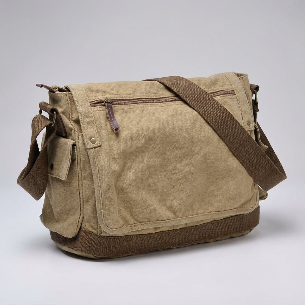 Men's Vintage-Style Thick Canvas Messenger Bag with Spacious Design and Secure Closure