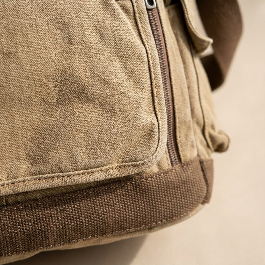 Men's Vintage-Style Thick Canvas Messenger Bag with Spacious Design and Secure Closure