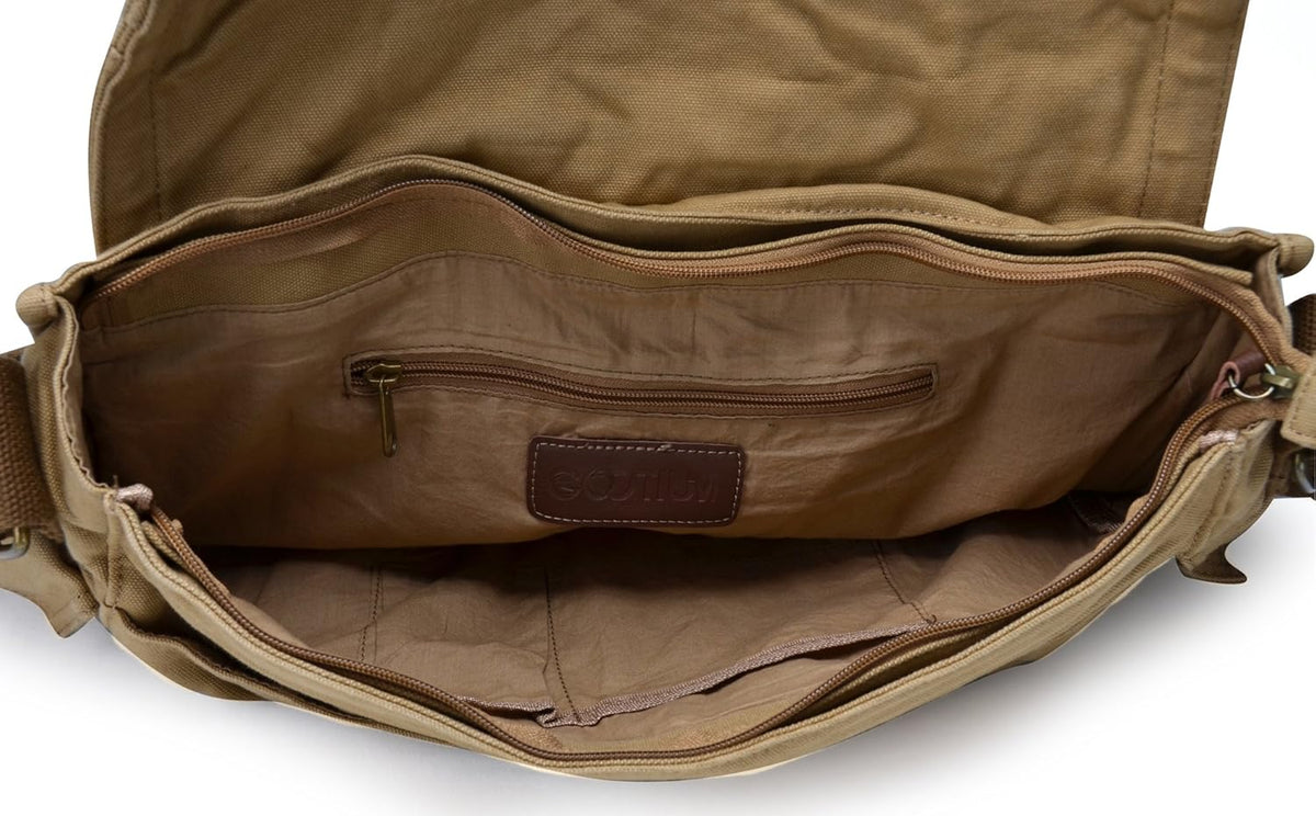 Men's Vintage-Style Thick Canvas Messenger Bag with Spacious Design and Secure Closure