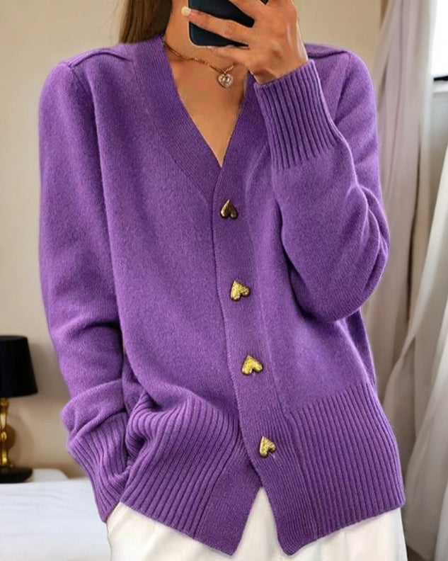 Image of Michaela | Women's V-Neck Button-Front Cardigan