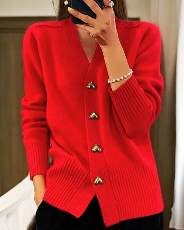 Image of Michaela | Women's V-Neck Button-Front Cardigan