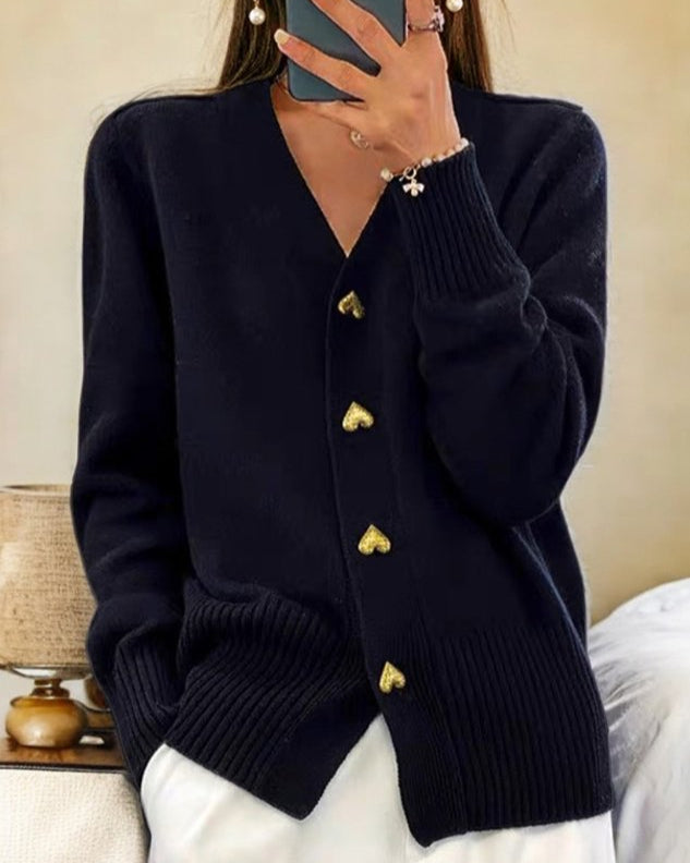 Image of Michaela | Women's V-Neck Button-Front Cardigan