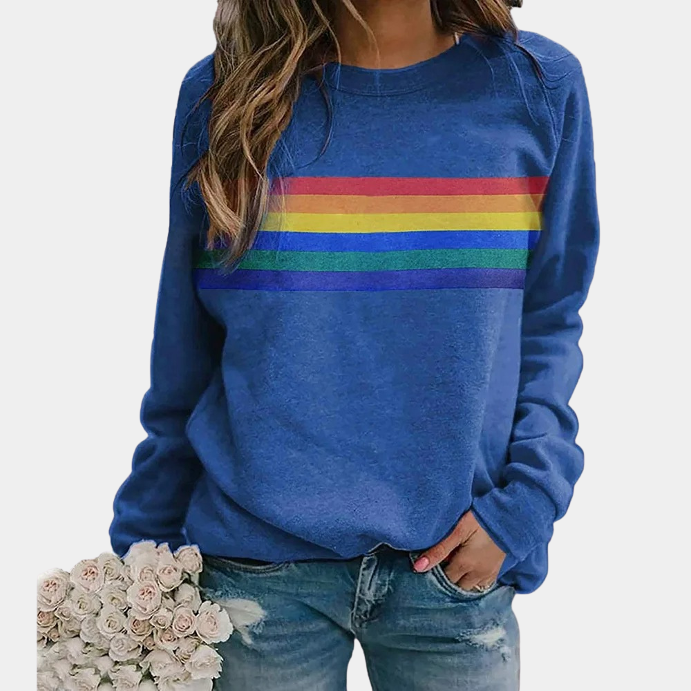 Image of Miranda | Women's Rainbow Stripe Long Sleeve Sweater
