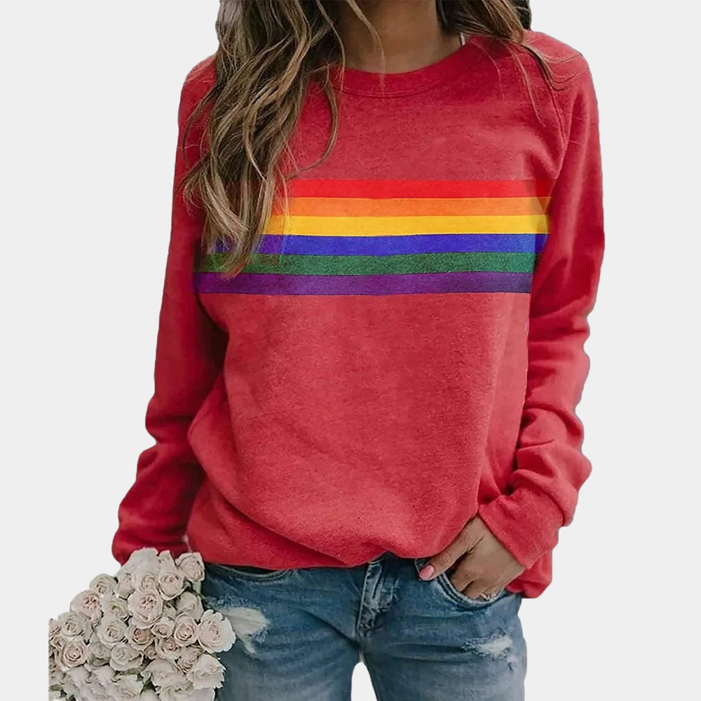 Image of Miranda | Women's Rainbow Stripe Long Sleeve Sweater