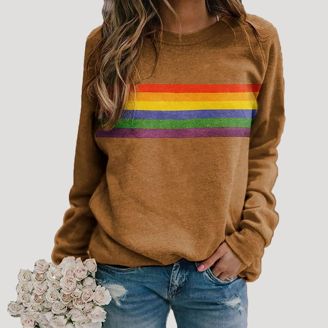 Image of Miranda | Women's Rainbow Stripe Long Sleeve Sweater