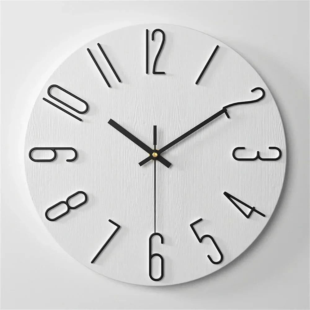 Modern Minimalist Wall Clock with Floating 3D Numerals and Silent Quartz Movement