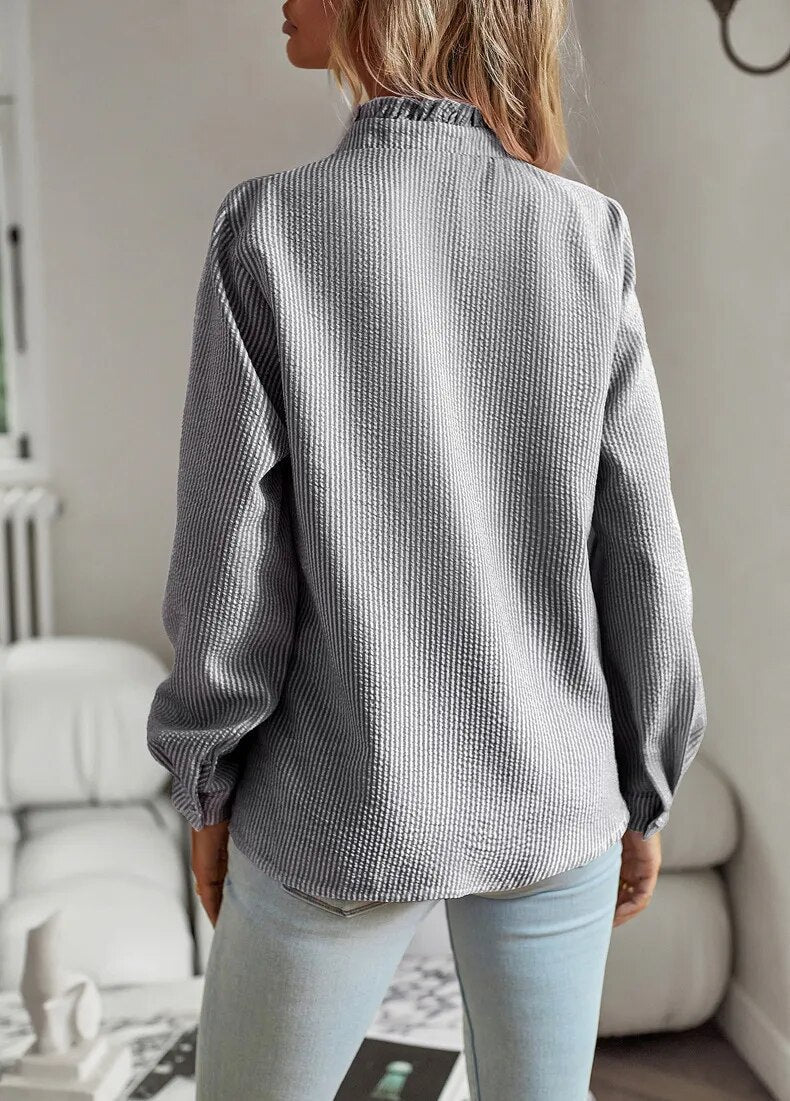 Image of Monica | Women's Long Sleeve Ruffle Blouse