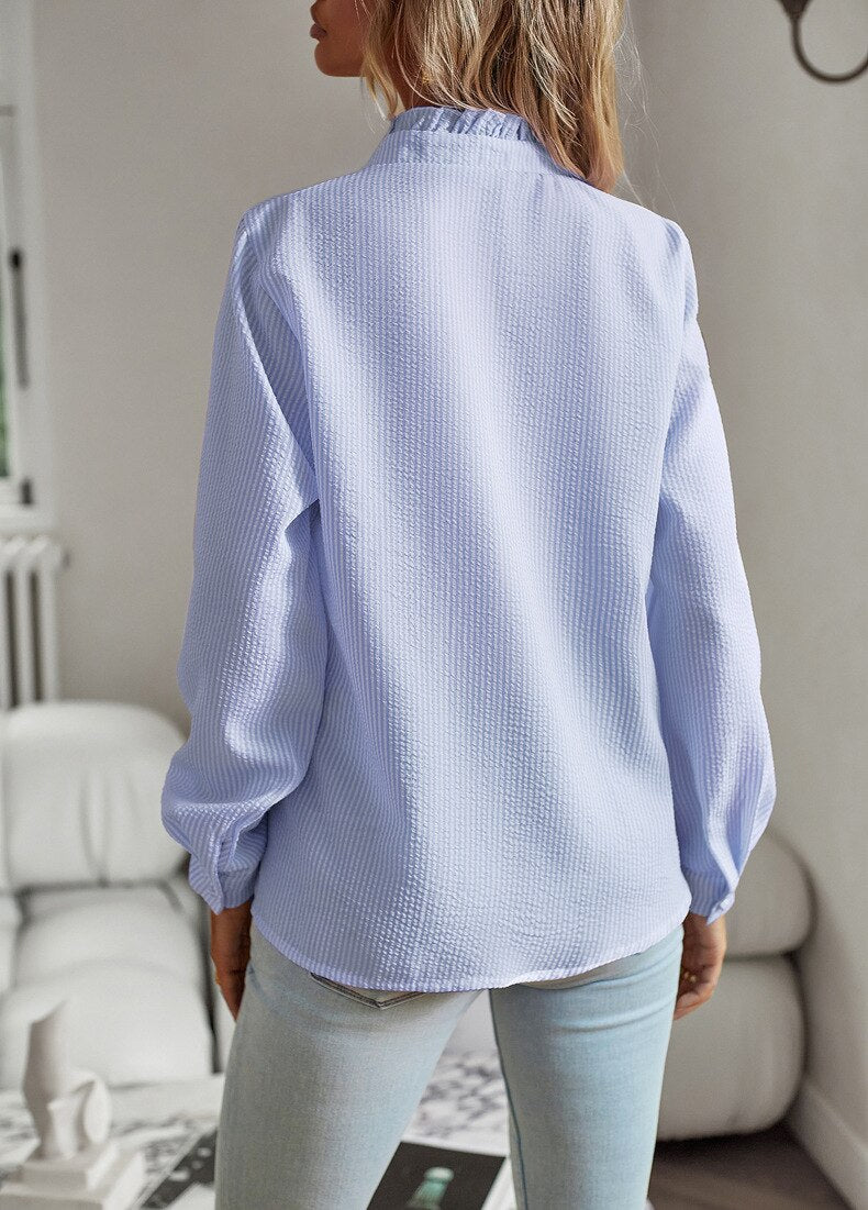 Image of Monica | Women's Long Sleeve Ruffle Blouse