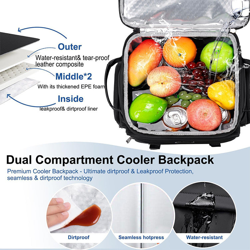 Multifunctional Cooler Backpack with Insulated Interior Compartment and Exterior Pockets