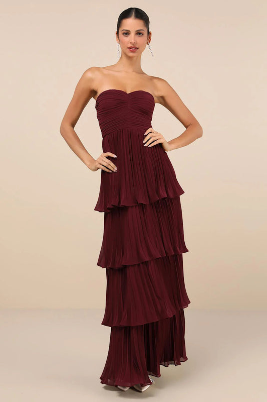 Image of Nadia | Women's Strapless A-Line Maxi Dress