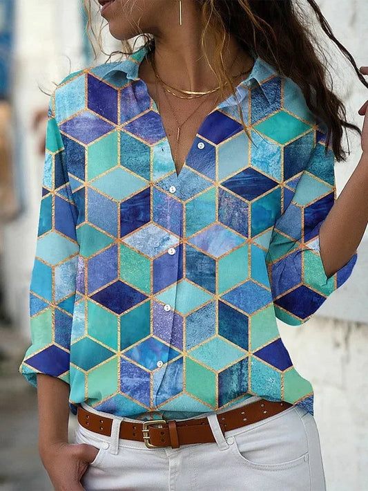 Image of Nancy | Women's Button-Down Printed Blouse