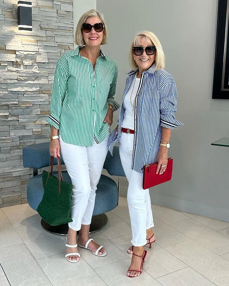Image of Nancy | Women's Button-Down Striped Shirt