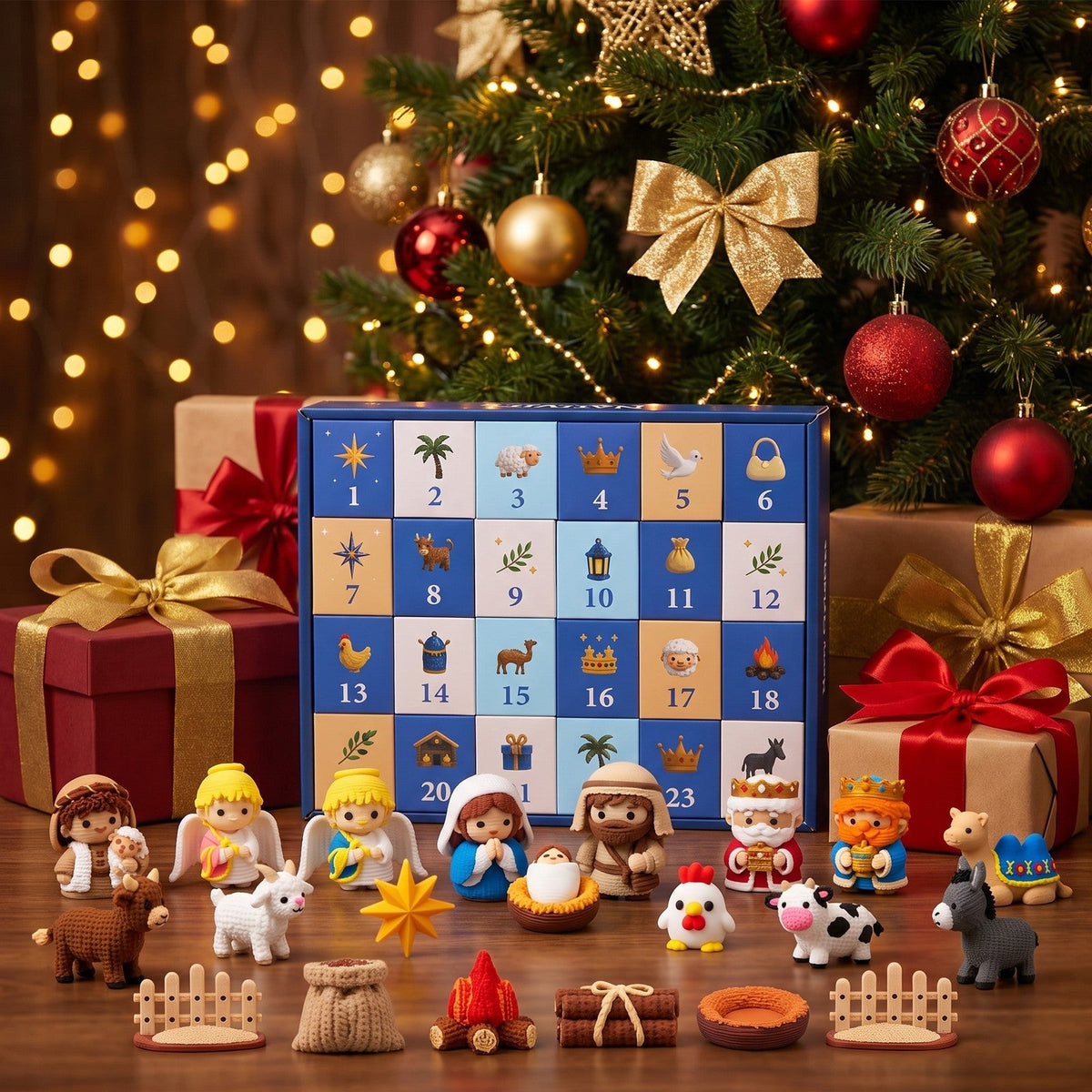 Nativity Advent Calendar with 24 3D Printed Christmas Figures