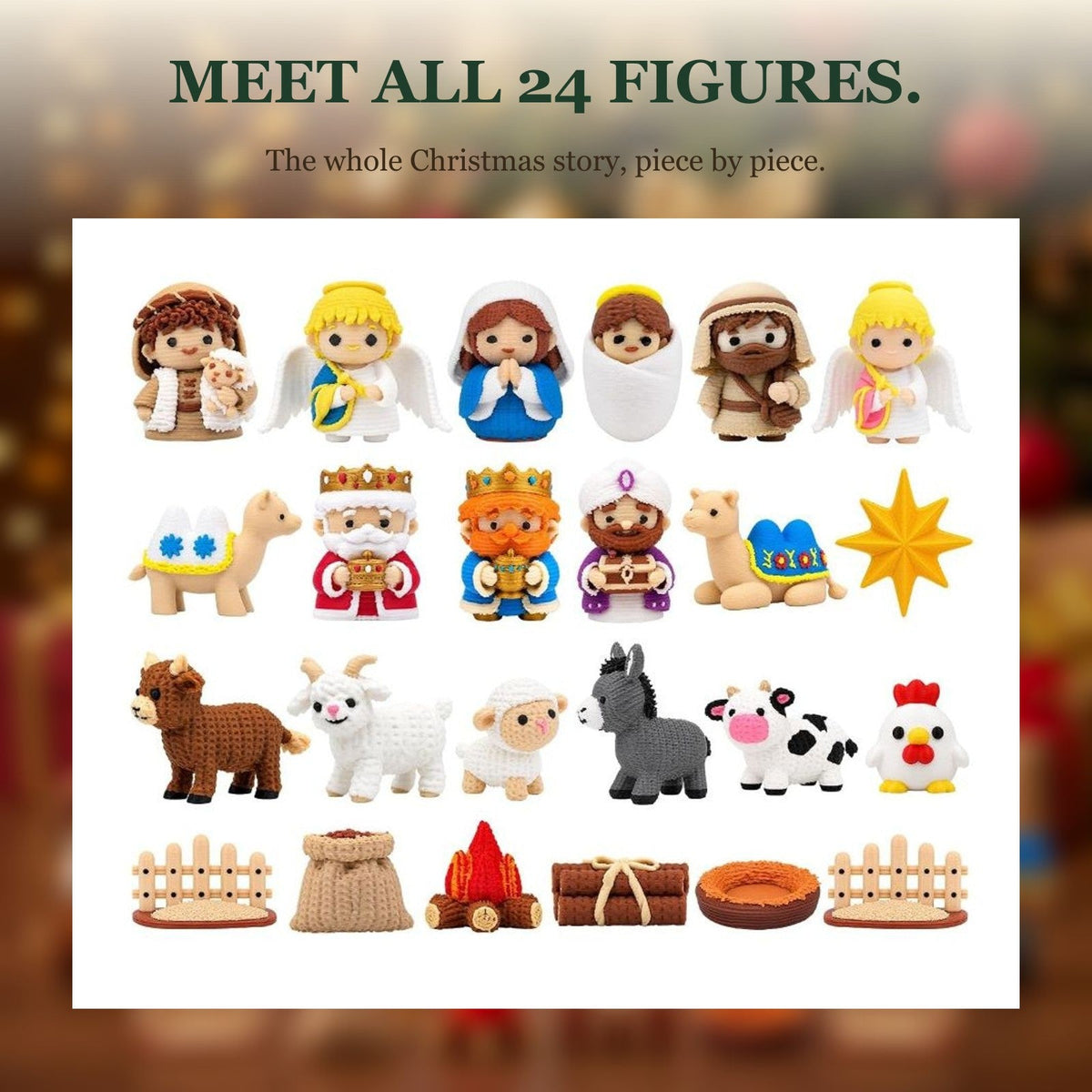 Nativity Advent Calendar with 24 3D Printed Christmas Figures