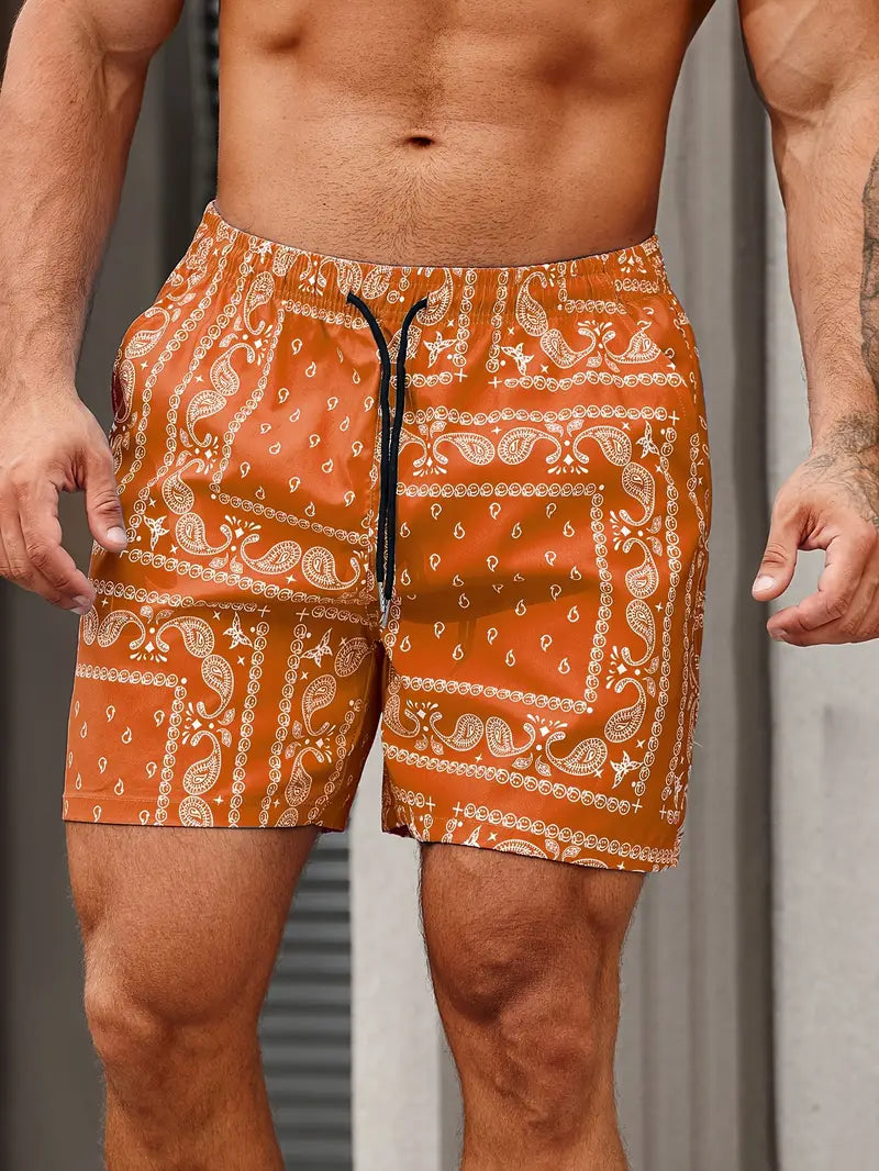 Image of Nevin | Men's Patterned Drawstring Casual Shorts