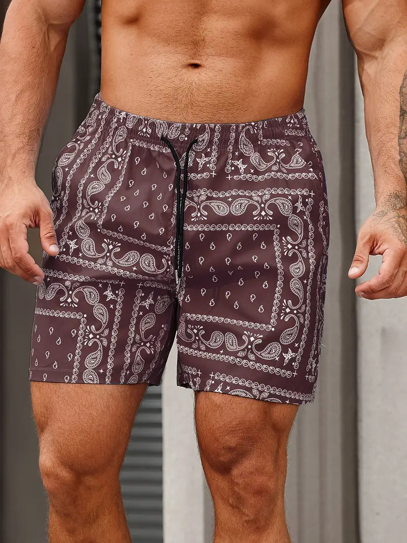 Image of Nevin | Men's Patterned Drawstring Casual Shorts