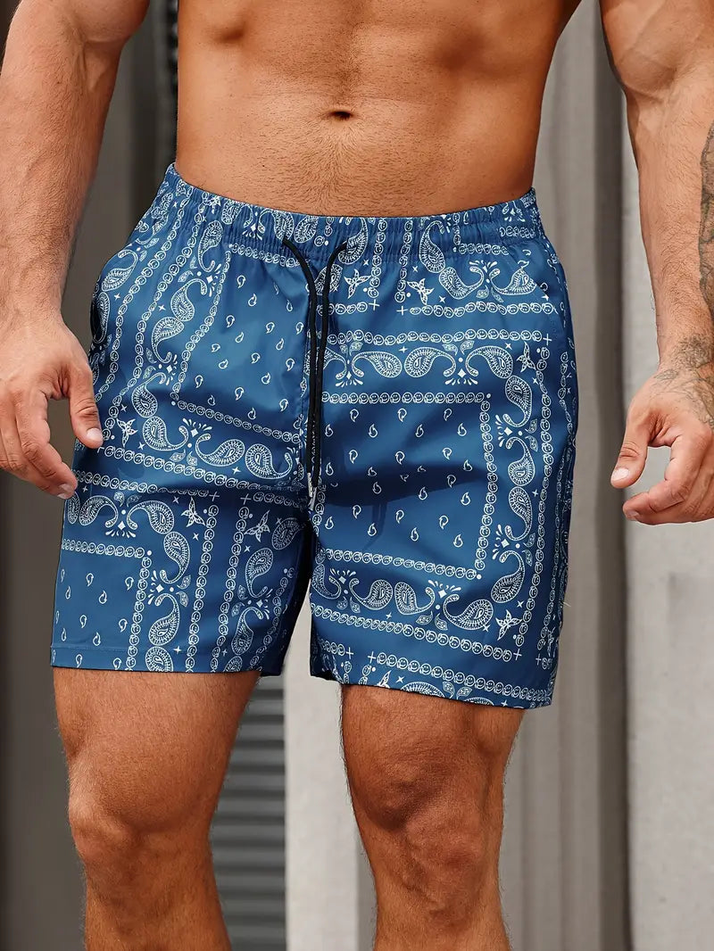 Image of Nevin | Men's Patterned Drawstring Casual Shorts