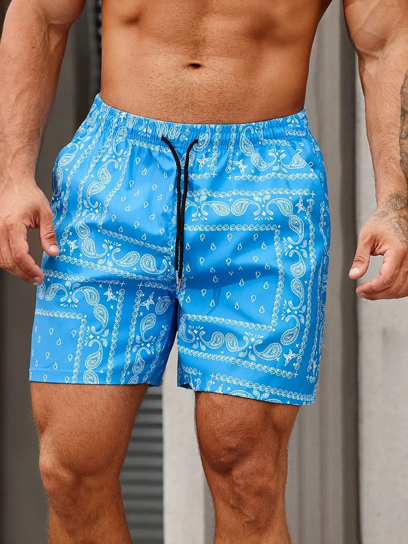 Image of Nevin | Men's Patterned Drawstring Casual Shorts