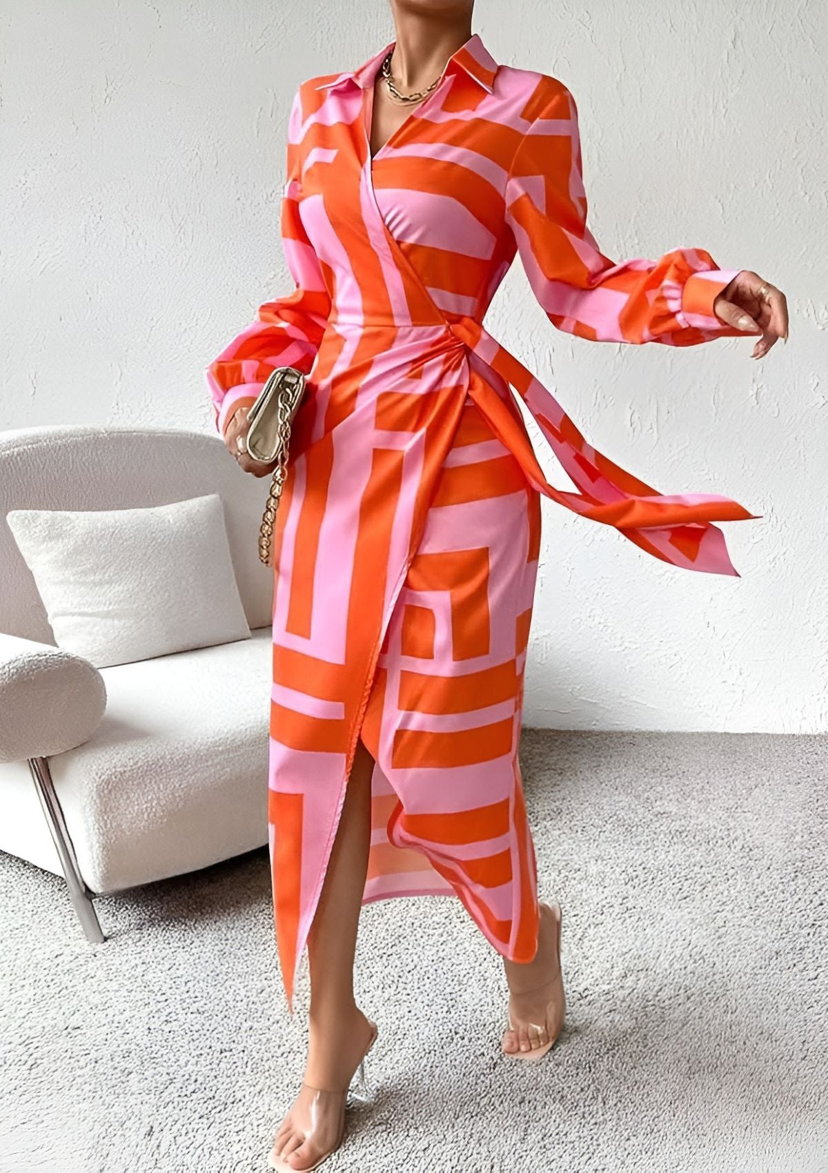 Image of Nia | Women's Long Sleeve Wrap Midi Dress