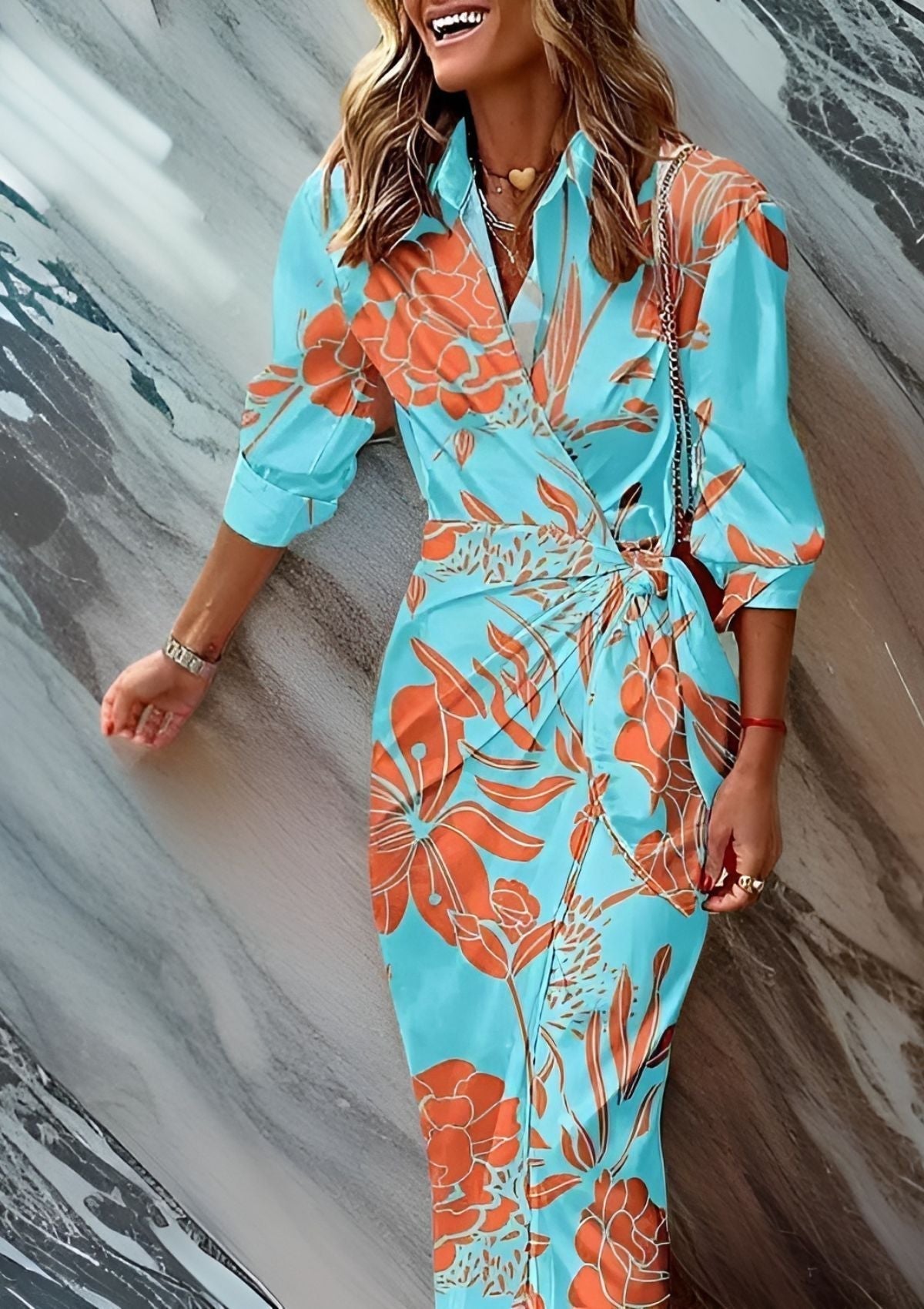 Image of Nia | Women's Long Sleeve Wrap Midi Dress