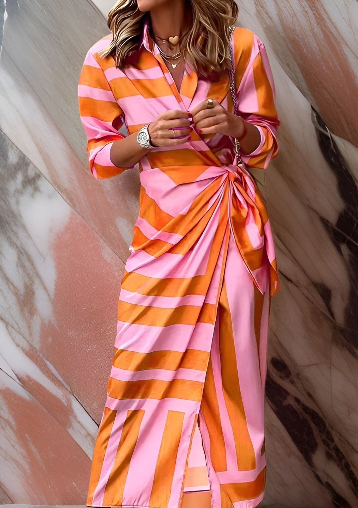 Image of Nia | Women's Long Sleeve Wrap Midi Dress