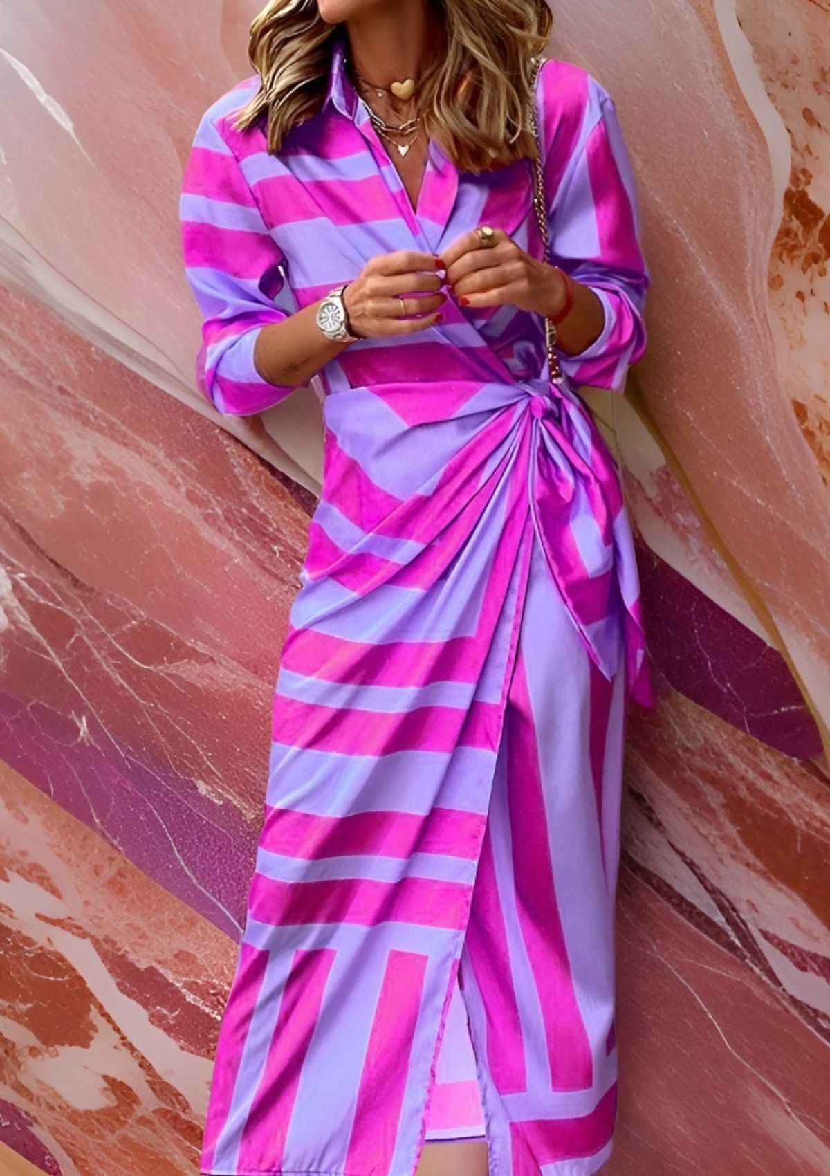 Image of Nia | Women's Long Sleeve Wrap Midi Dress