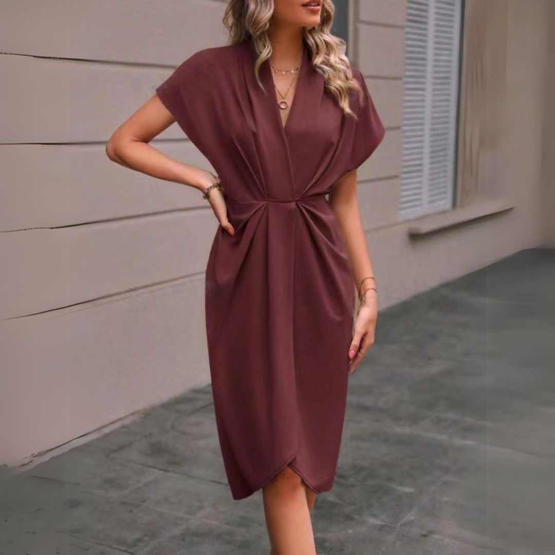 Image of Nia | Women's V-Neck Wrap Midi Dress