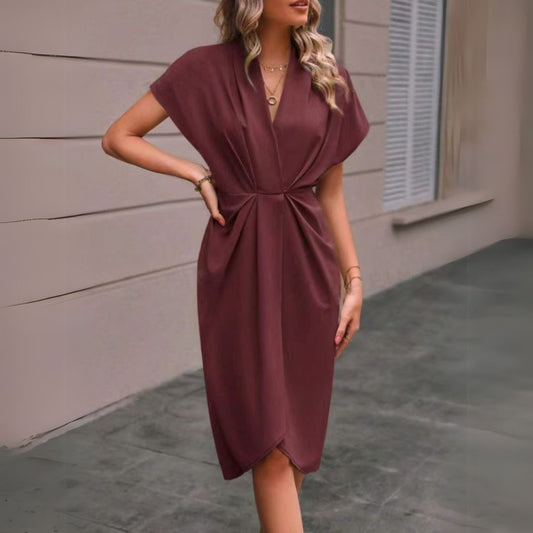 Image of Nia | Women's V-Neck Wrap Midi Dress