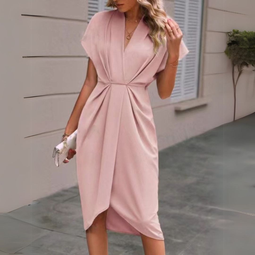 Image of Nia | Women's V-Neck Wrap Midi Dress