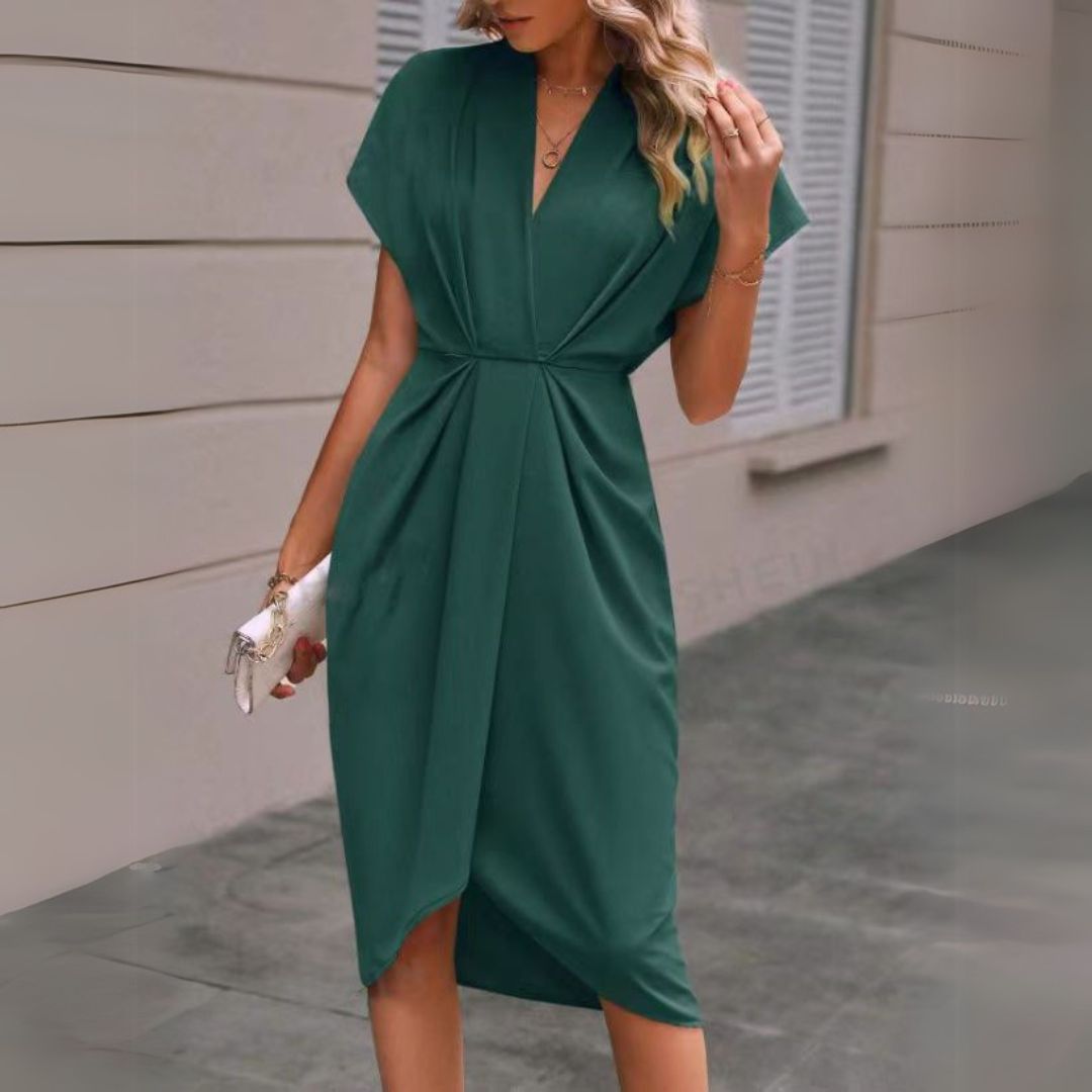 Image of Nia | Women's V-Neck Wrap Midi Dress