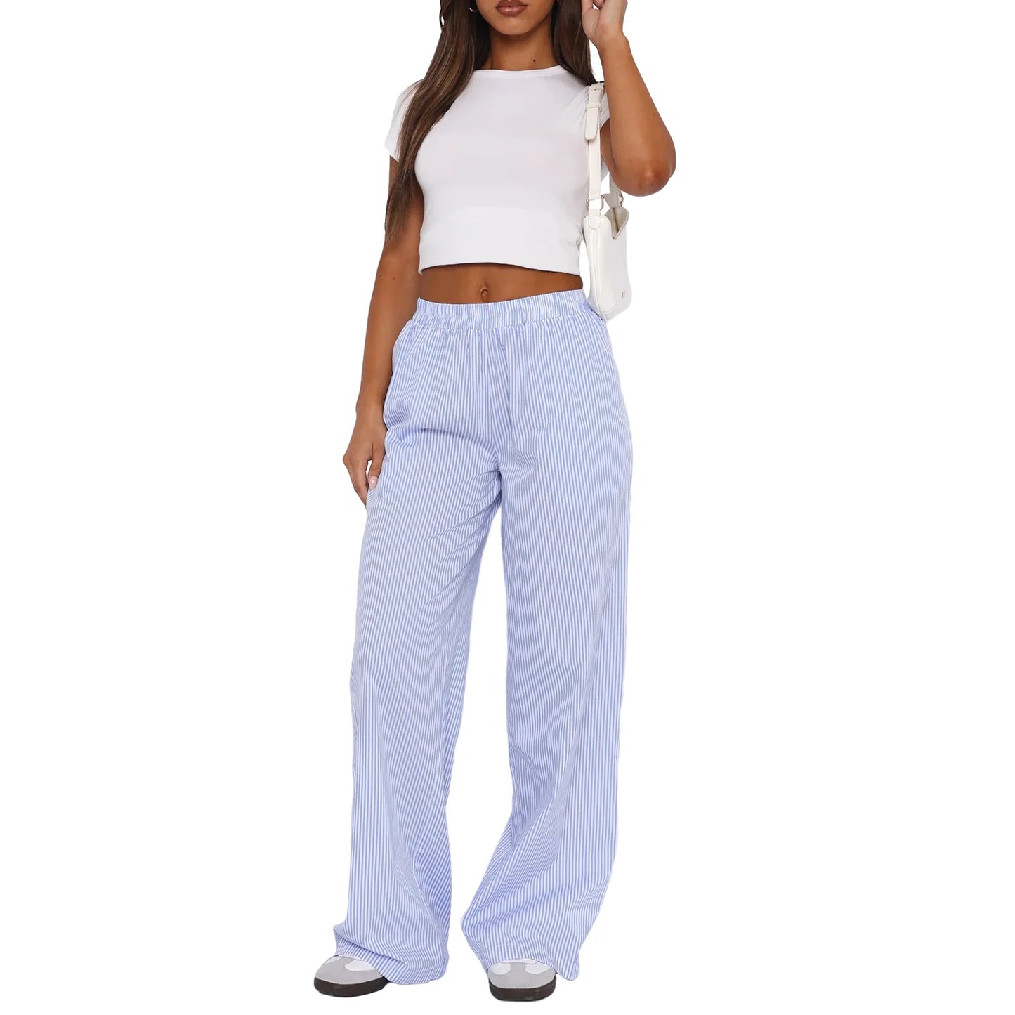 Nicolette | Women's Elastic Waist Striped Pants - Image 2