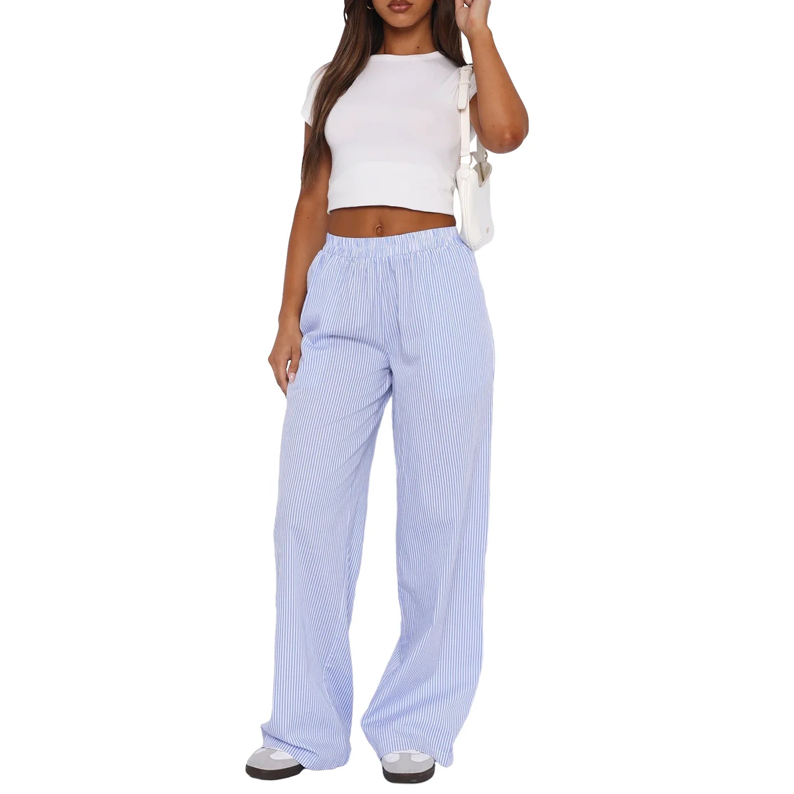 Nicolette | Women's Elastic Waist Striped Pants - Image 2