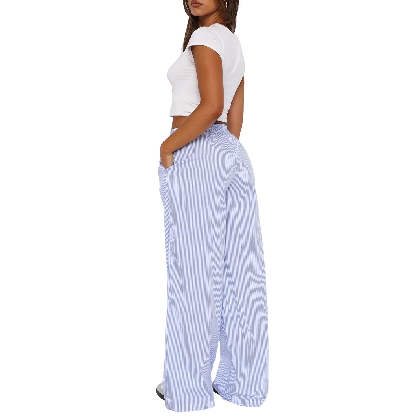 Nicolette | Women's Elastic Waist Striped Pants - Image 3