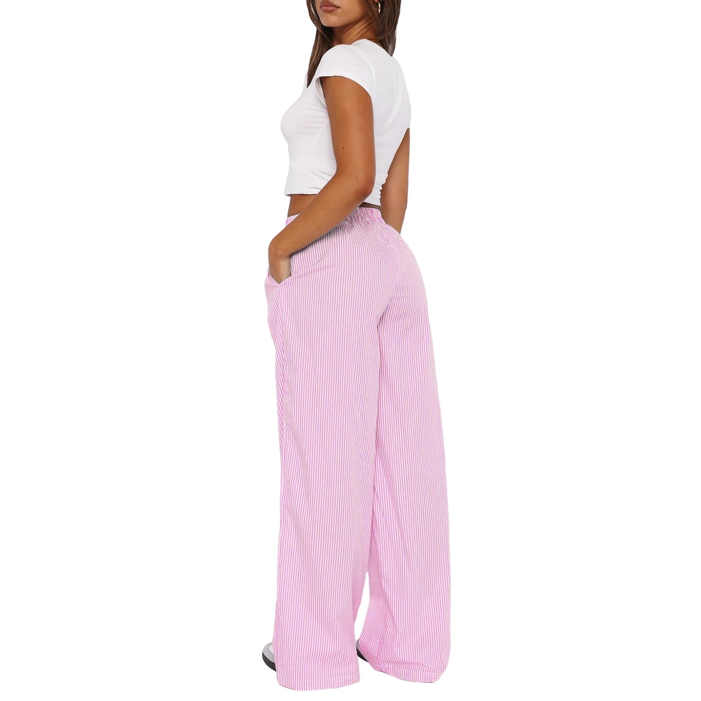Nicolette | Women's Elastic Waist Striped Pants - Image 5