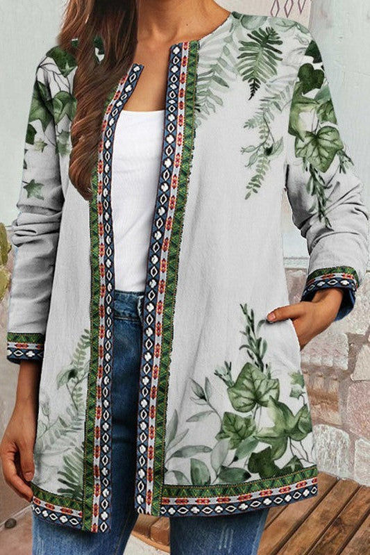 Image of Noelle | Women's Floral Print Open Front Jacket