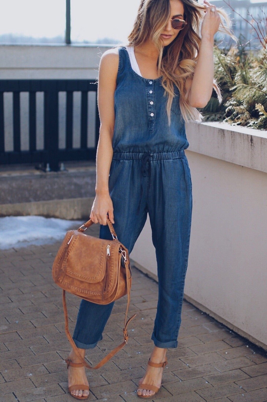 Image of Nora | Women's Sleeveless Denim Jumpsuit