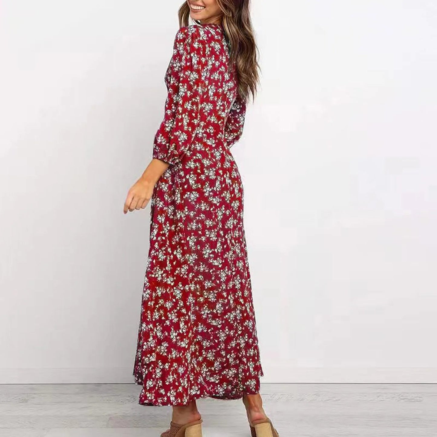 Image of Norma | Women's V-Neck A-Line Maxi Dress