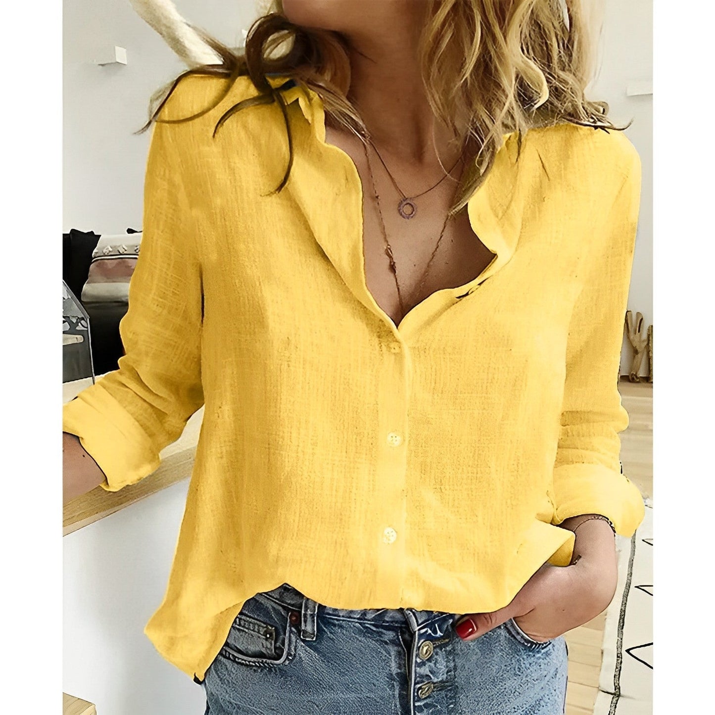 Image of Olive | Women's Relaxed Fit Button-Down Shirt