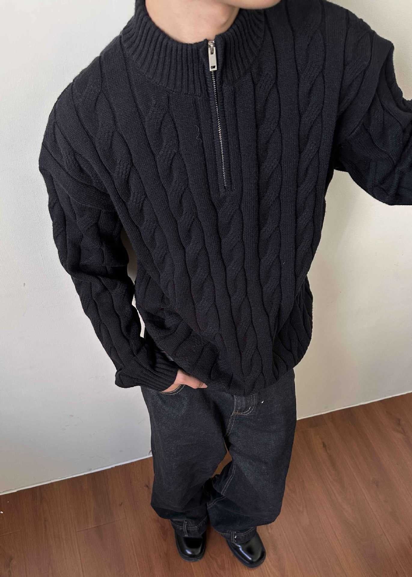 Image of Oscar | Men's Cable Knit Quarter Zip Sweater