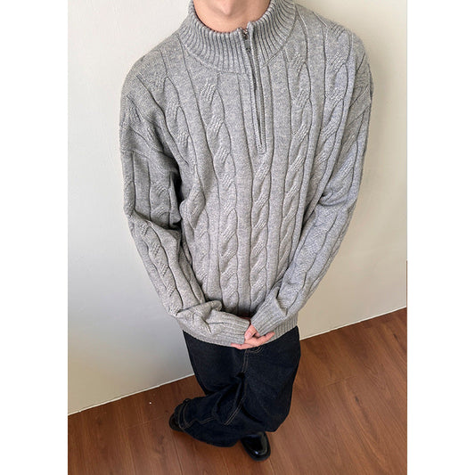 Image of Oscar | Men's Cable Knit Quarter Zip Sweater