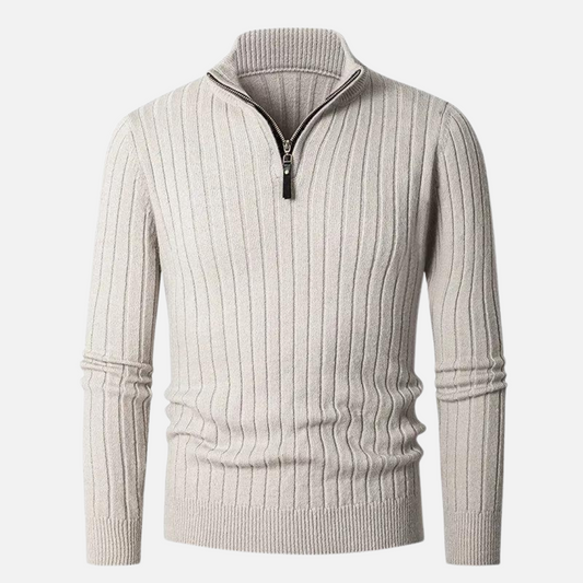 Image of Oscar | Men's Half-Zip Ribbed Sweater