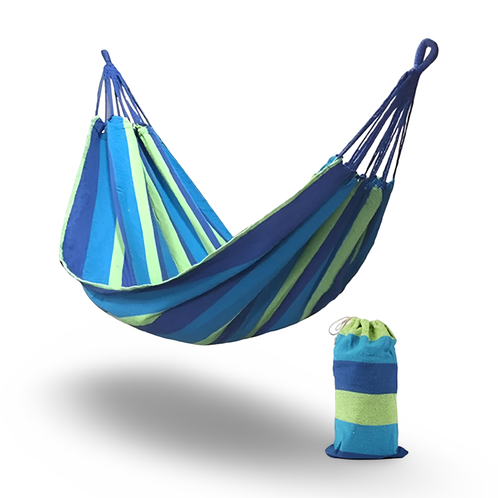 Outdoor Hammock in Breathable Cotton Fabric with Ropes and Carry Bag