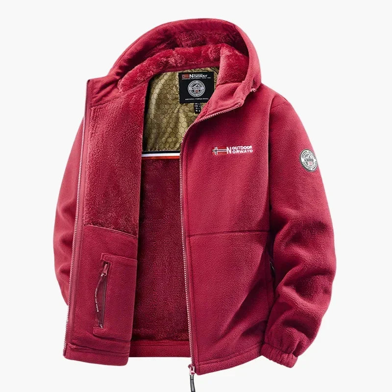 Outdoor Hooded Fleece Jacket - Scandinavian Style for Winter and Leisure