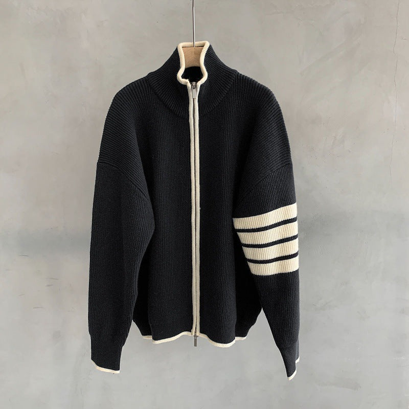 Image of Owen | Men's Zip-Up Stand Collar Sweater