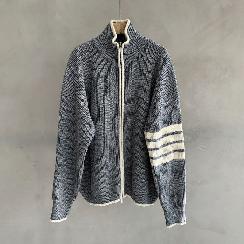 Image of Owen | Men's Zip-Up Stand Collar Sweater