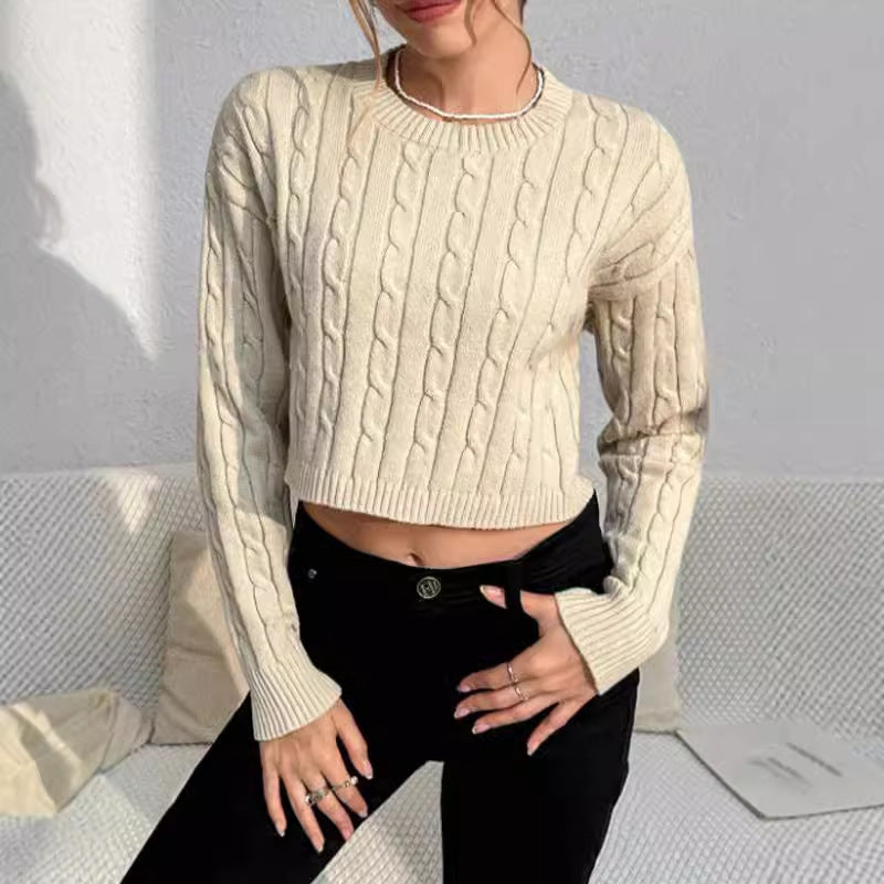 Image of Paige | Women's Cropped Cable Knit Sweater