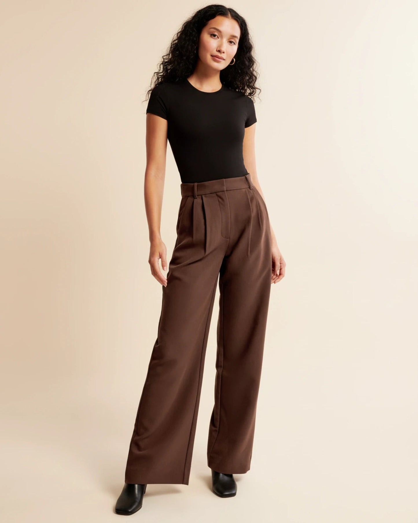 Image of Pam | Women's High-Waisted Pleated Wide Leg Pants