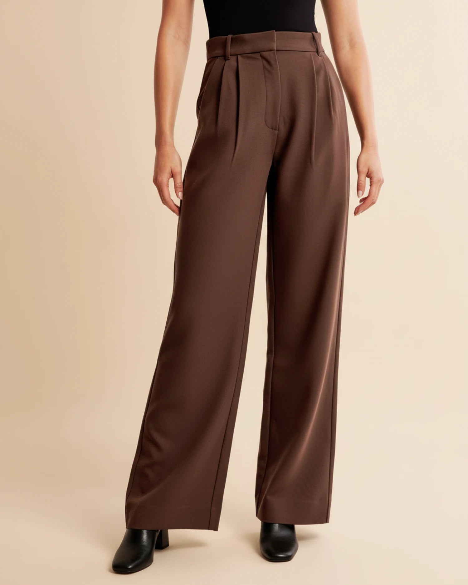 Image of Pam | Women's High-Waisted Pleated Wide Leg Pants