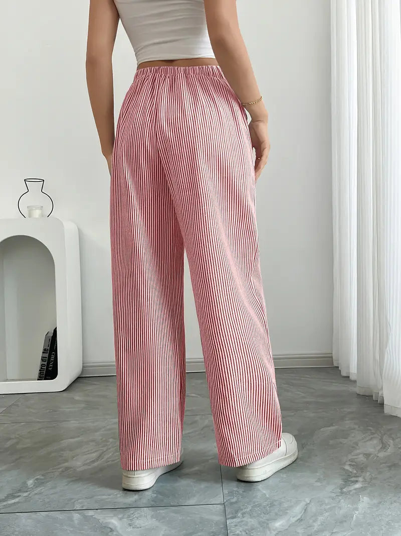 Image of Pamela | Women's High-Waisted Striped Wide Leg Pants